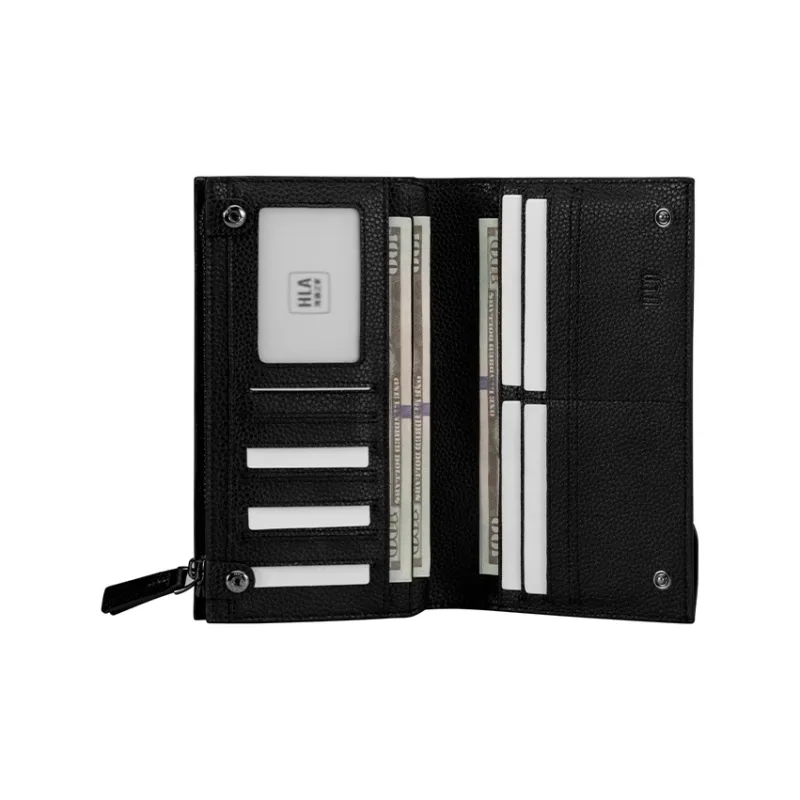 HLA Cow Leather Wallet Unisex Black-4