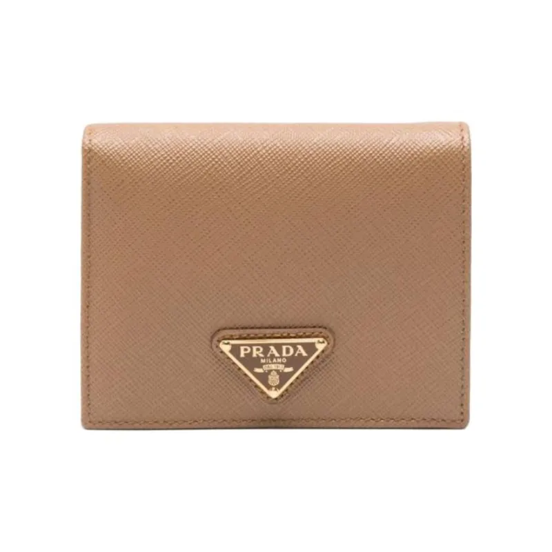 PRADA Calfskin Wallet Women's Brown-0