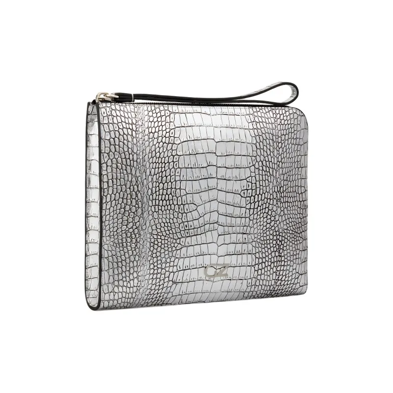 Giuseppe Zanotti/GZ Leather Clutch Men's Silver-1