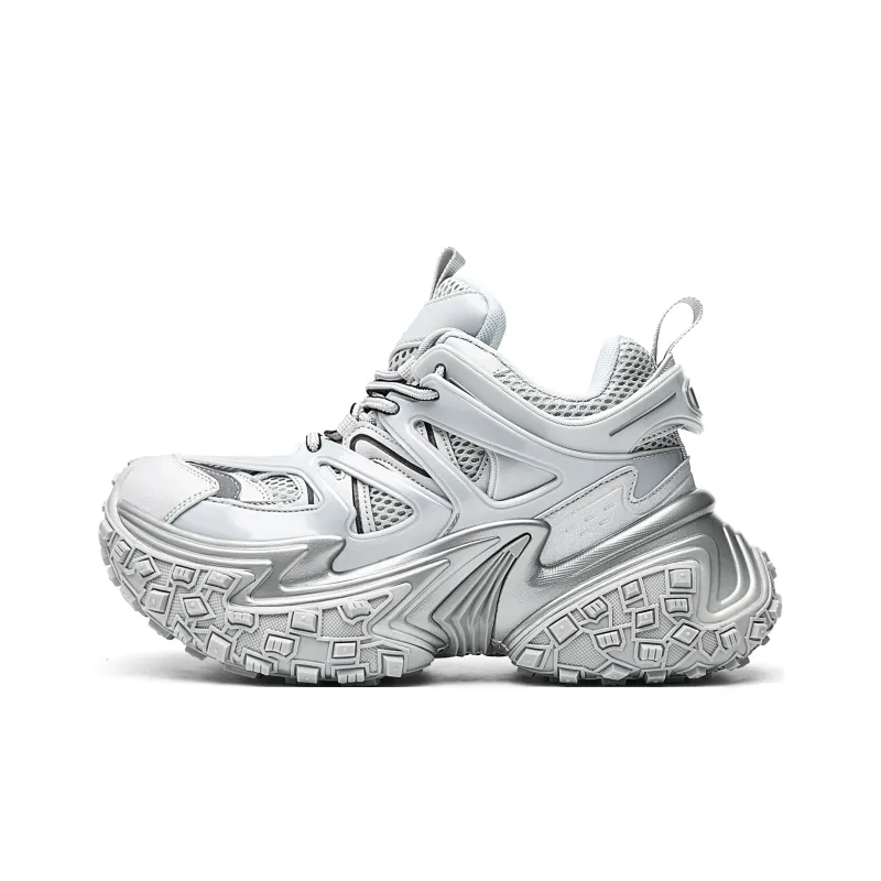 MVA Non slip, Wear resistant, Impact resistant Low Top Chunky Sneakers Unisex Silver-0