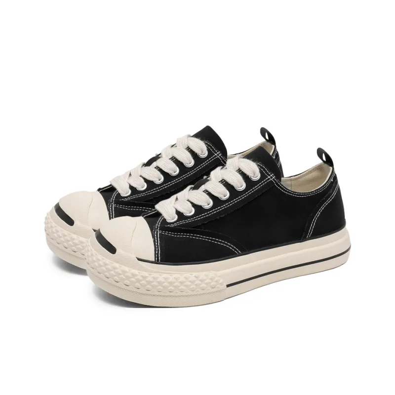 Gai Renpu Anti Slip And Wear Resistant Height Increasing Low Top Canvas Shoes Men's Black-4