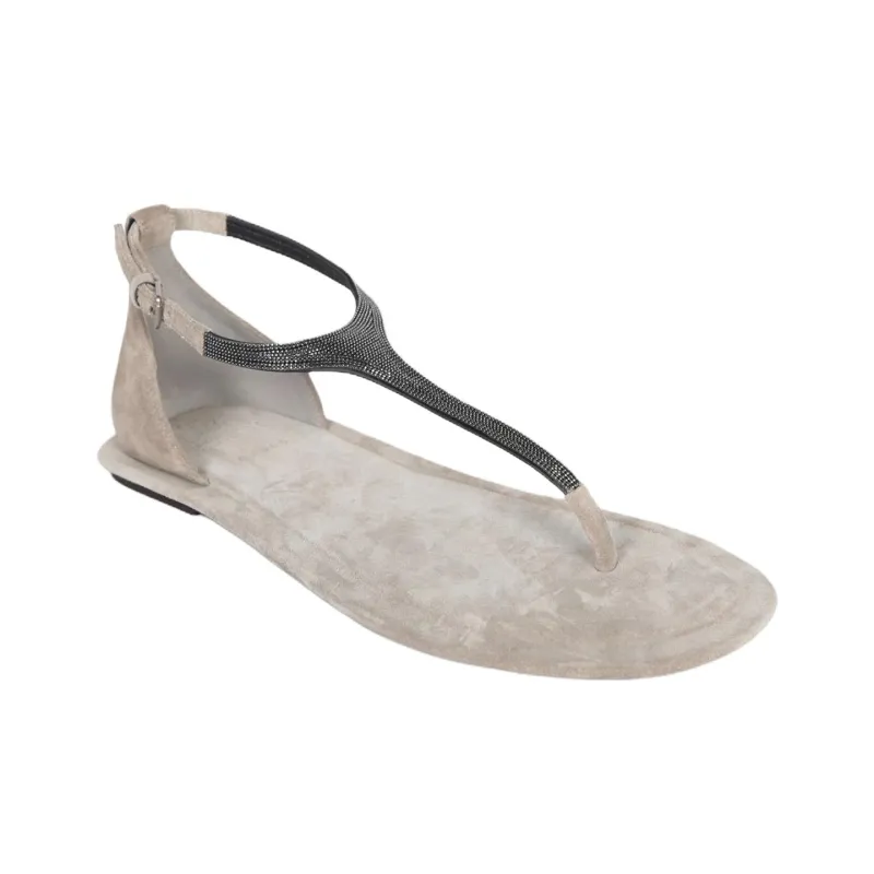 Brunello Cucinelli One Strap Sandals Women's Gray-2
