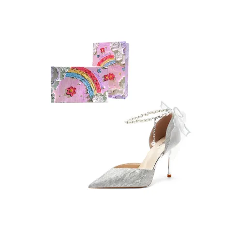 Crelinkxlat Slim Heel High Heels Women's Silver