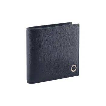 BVLGARI Calfskin Wallet Men's Blue