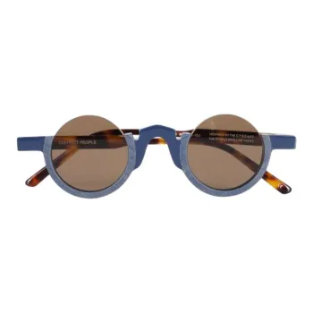 District Vision Acetate Metal Round Sunglasses Unisex Blue