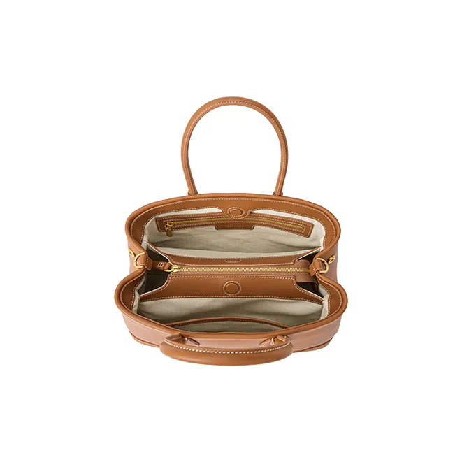 VANESSA HOGAN Top Grain Cow Leather Crossbody Handbag Medium Size Women's Nut Brown-3