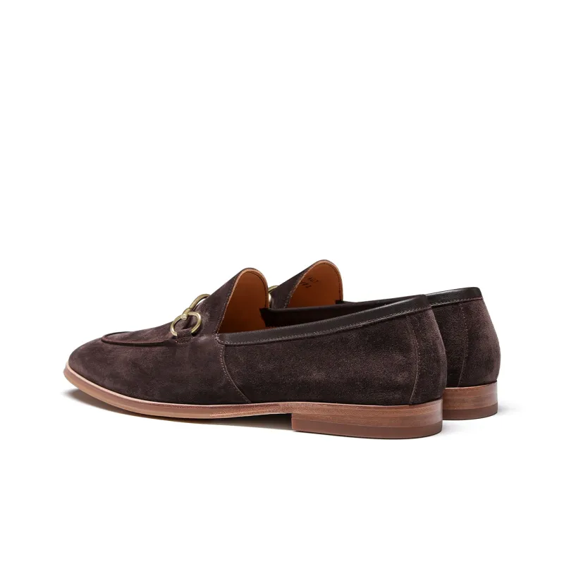 TRUFFAUT Horsebit Genuine Leather Slip on Loafers Men's Coffee-3