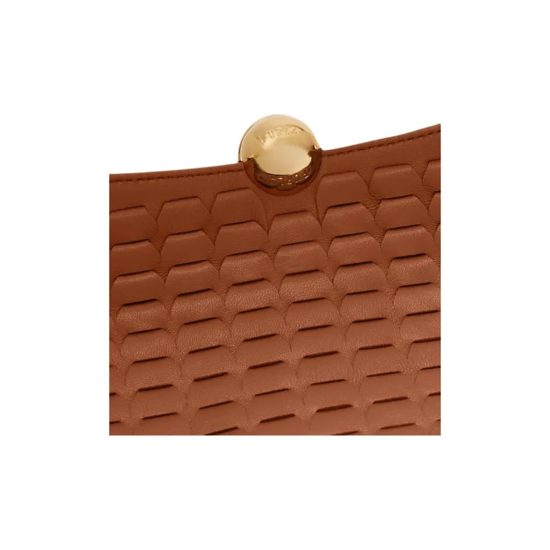 Furla Leather Shoulder Bag Tubas Women's Cognac Brandy-4