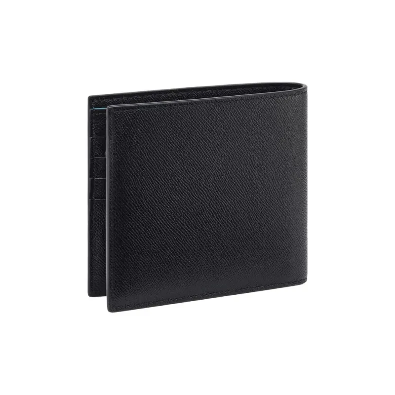 BVLGARI Calfskin Wallet Men's Black-1