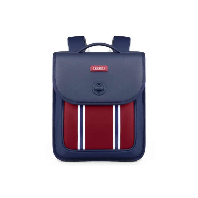 EDISON Oxford Student Bag Royal Blue/Burgundy-0