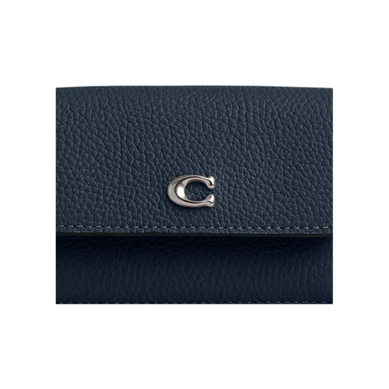 COACH Essential Pebble Leather Wallet Mini Women's Dark Marine Blue-2