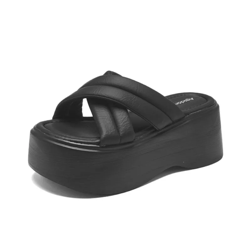 AGSDON Slide Slippers Women's Beige/Black-8
