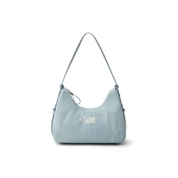 Lee Fabric Hobo Bag, One Shoulder Handbag Women's Light Blue/Dark Blue