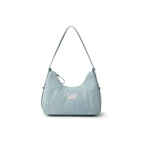 Lee Fabric Hobo Bag, One Shoulder Handbag Women's Light Blue/Dark Blue