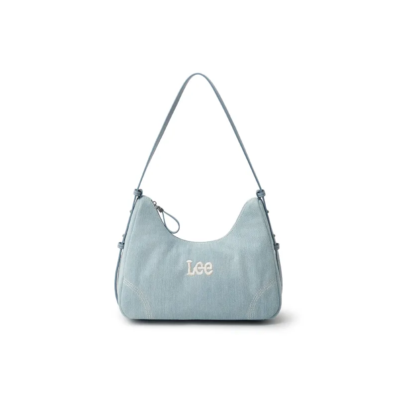 Lee Fabric Hobo Bag, One Shoulder Handbag Women's Light Blue/Dark Blue-0