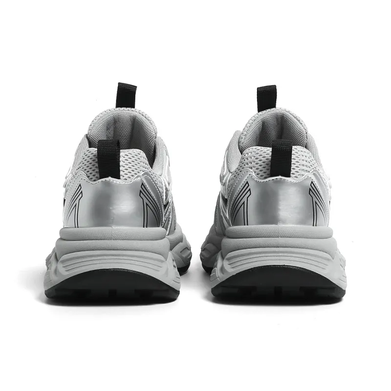 FOREVER 21 Abrasion Resistant Slip Resistant Low Top Chunky Sneakers Women's Silver-4