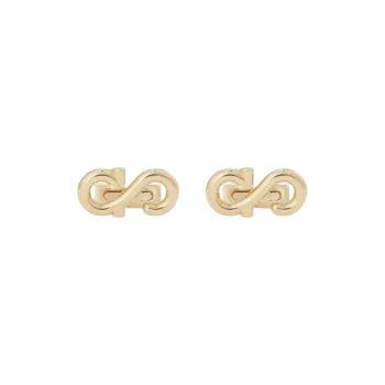 FERRAGAMO Brass Stud Earrings Men's Gold