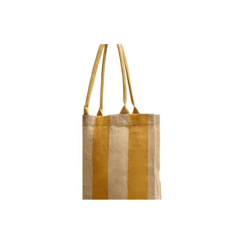 ZARA Jute Tote Bag, Shopping Bag, Shoulder Bag Unisex Yellow & Beige-2