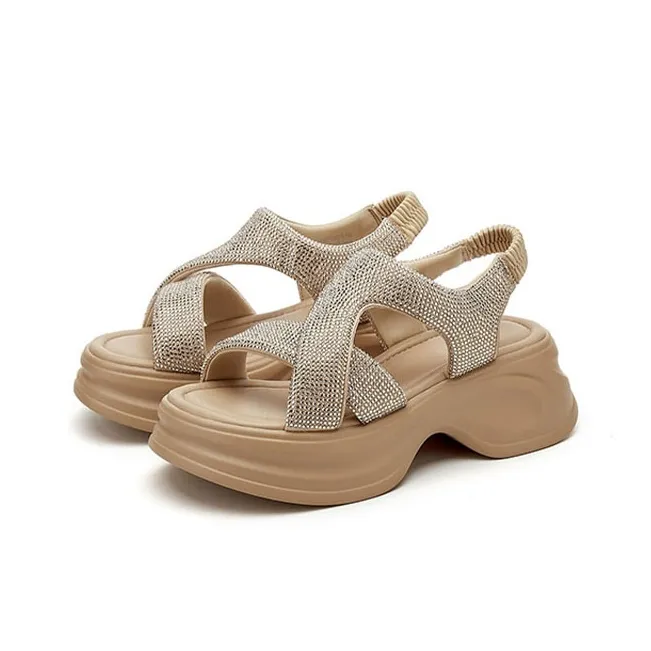 DAPHNE Beach Sandals Women's Apricot, Black-2