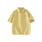 [Ice Silk Sun Protection Shirt]Linen Yellow (Geometric Red Beans Chest Logo)