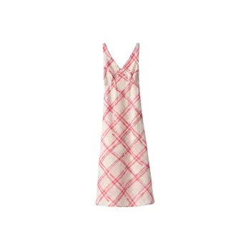 Rose Sleeveless Dresses Women's Red White Plaid