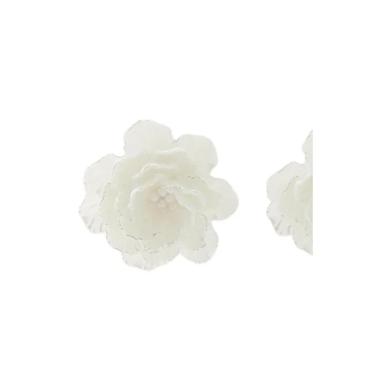 ZARA Acrylic, Polyester, Steel, Metal Earrings Women's White-1