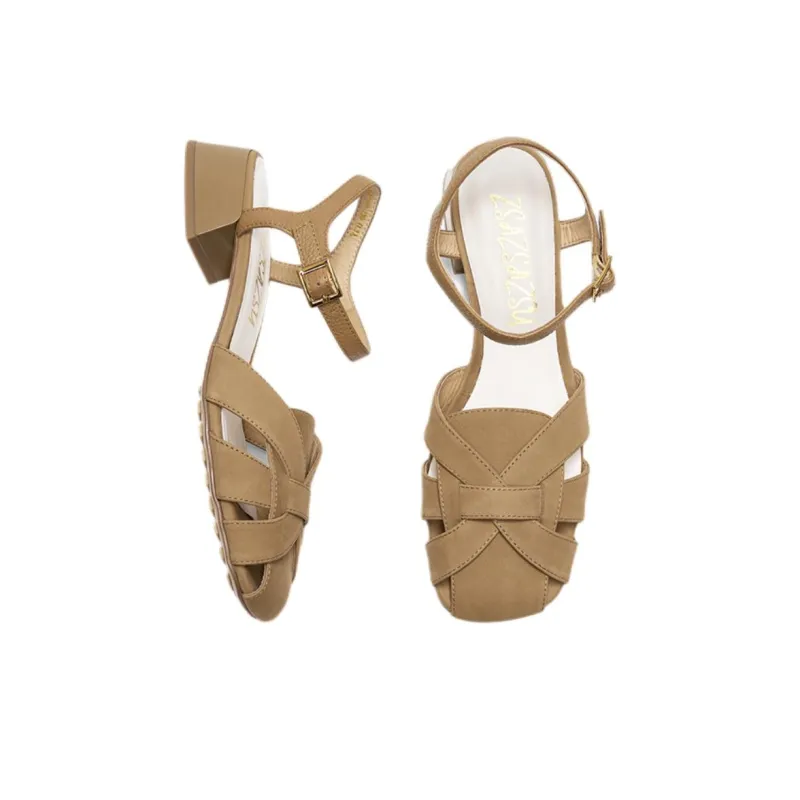 ZSAZSAZSU Island Summer Roman Sandals 3.5cm Women's Brown-3