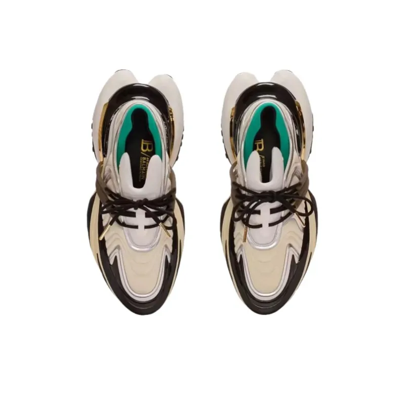 BALMAIN Unicorn Wave Low Top Chunky Sneakers Women's Beige-3