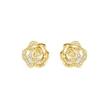 Blossom Rose White Mother of Pearl Clip-on Earrings (Gold)