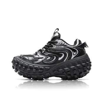 MVA Slip Resistant, Abrasion Resistant, Breathable, Impact Resistant, Lightweight Low Top Chunky Sneakers Unisex Black