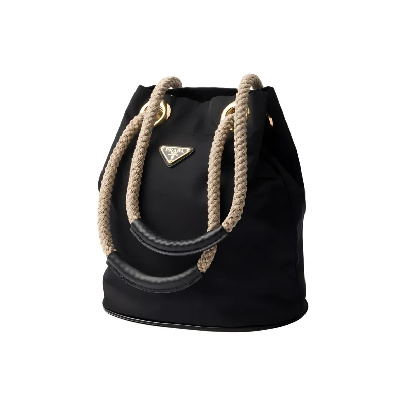 PRADA Re Nylon Recycled Nylon Bucket Bag, Handbag, Shoulder Bag Trumpets Women's Black-1