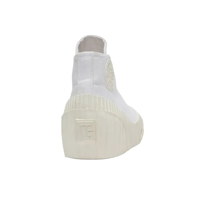 BALMAIN Riff High Top Canvas Shoes Women's White-4