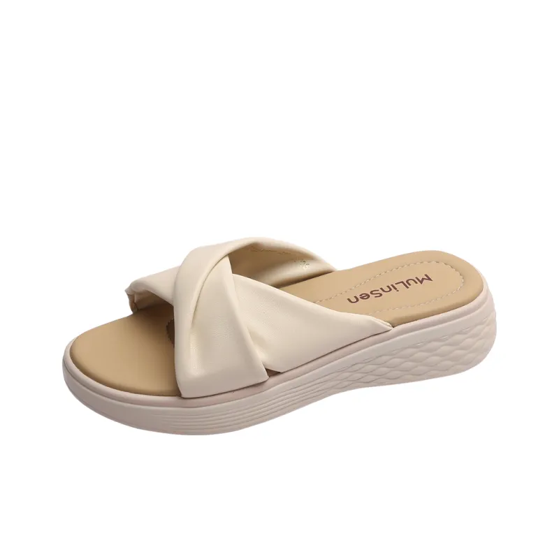 Mulinsen PU Polyurethane Stitching Abrasion Resistant Slide Slippers Women's-6