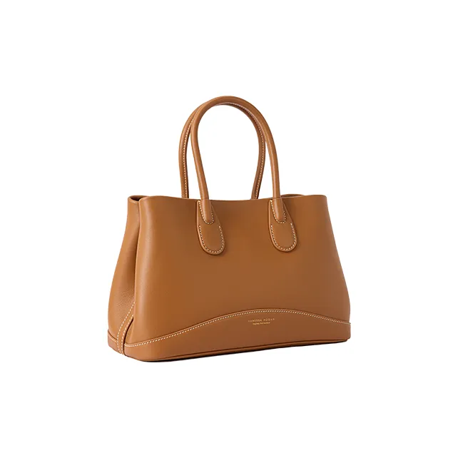 VANESSA HOGAN Top Grain Cow Leather Crossbody Handbag Medium Size Women's Nut Brown-1
