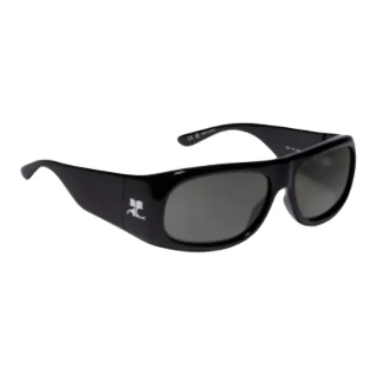 COURREGES Acetate Oval Sunglasses Women's Black-1