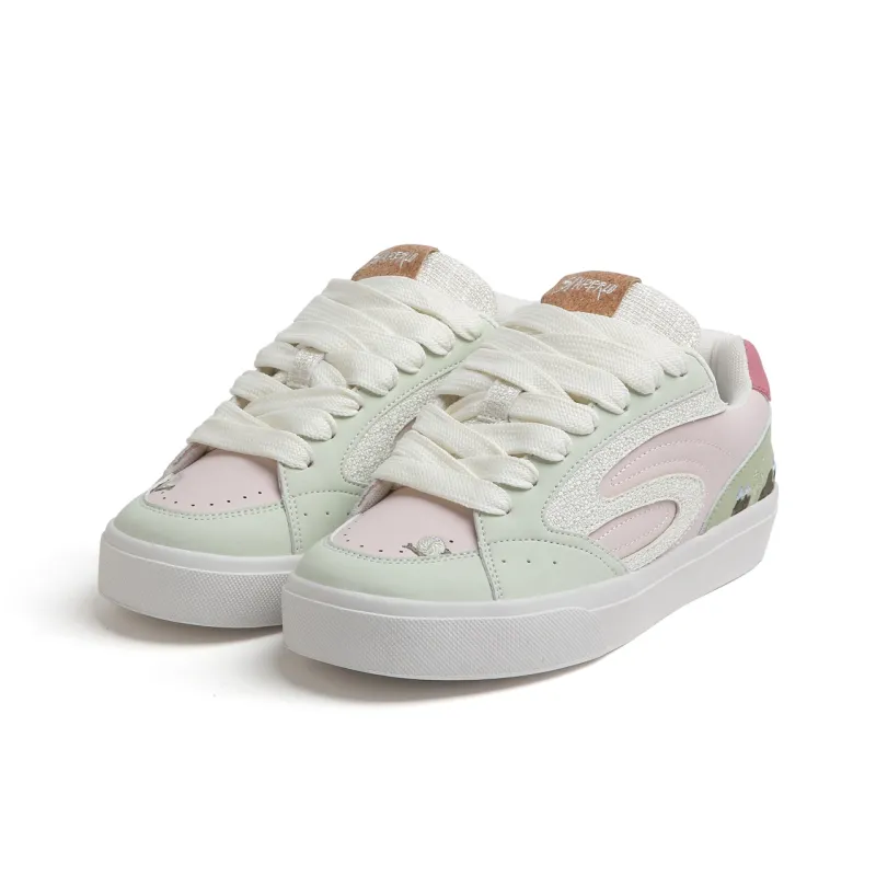 SINPERCO Slip Resistant, Abrasion Resistant, Lightweight Low Top Skateboard Shoes Women's Olive Green Pink-2