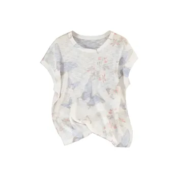 TOUCH Knitwear Women's White Base With Purple Butterfly