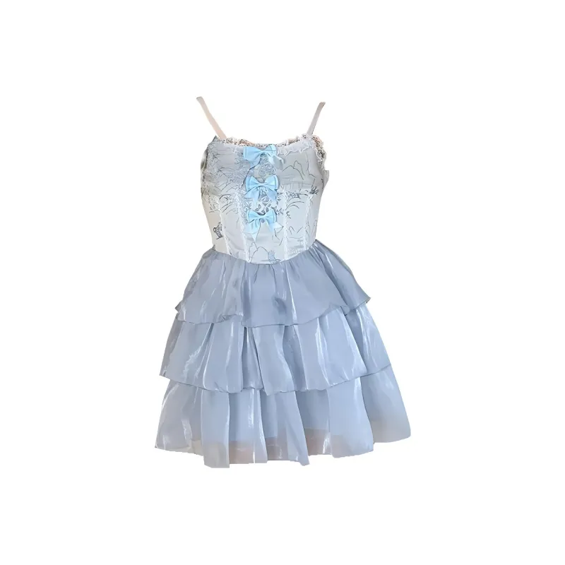 DOSOHEB Slip Dresses Women's Light Blue-0