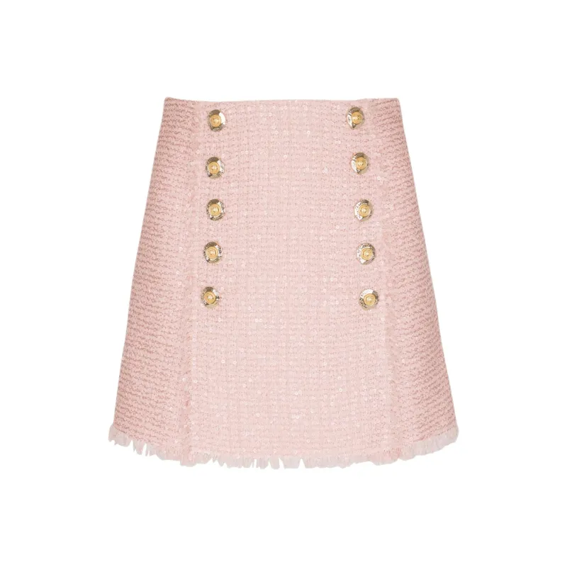 BALMAIN Sequinned Tweed Skirt-0