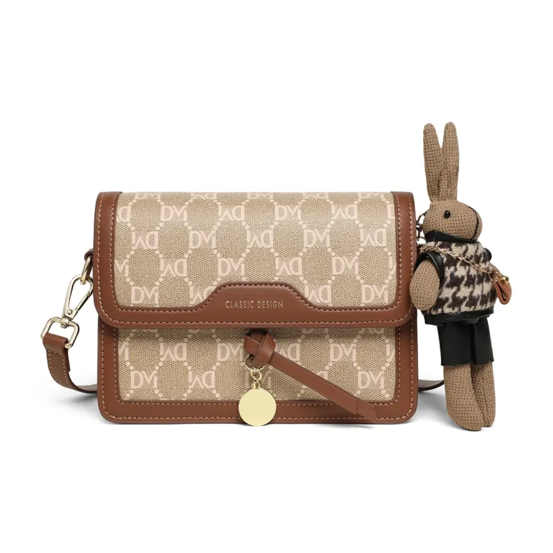 PT'SON Synthetic Leather Crossbody Bag, Shoulder Bag Regular Women's Brown-3