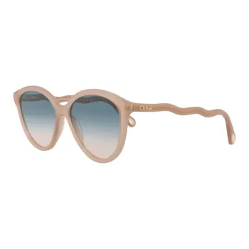 Chloe Acetate Metal Round Sunglasses Unisex Beige