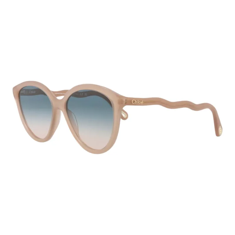 Chloe Acetate Metal Round Sunglasses Unisex Beige-0
