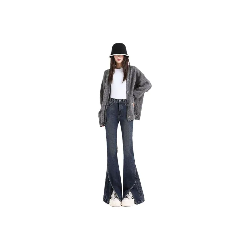 YINLEI Jeans Women's Vintage Blue-0