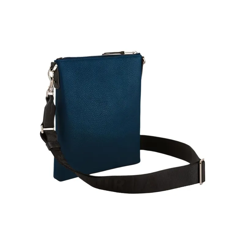 Furla Man Cosmo Calfskin Messenger Bag Shoulder Bag Crossbody Bag Mini Men's Blue-3