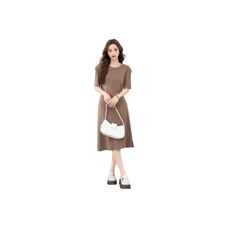 BALENO Solid Color Split Elastic Waistband Design Elegant Casual Fashion Long Skirt Summer Women's-10