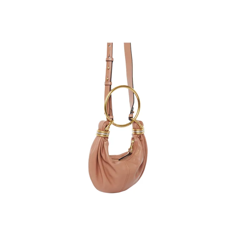 Chloe Buffalo Leather Hobo Bag, Shoulder Bag, Crossbody Bag, Handbag Mini Women's Wooden Orange-1