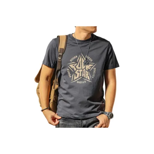 Seasonal Words T Shirts Men Iron Gray