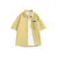 [Ice Silk Sun Protection Shirt]Linen Yellow (Gradient Text Chest Logo)