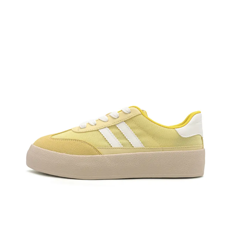 DEERWAY Height Increasing Abrasion Resistant Lightweight Breathable Slip Resistant Low Top Casual Shoes Women's Yellow-0