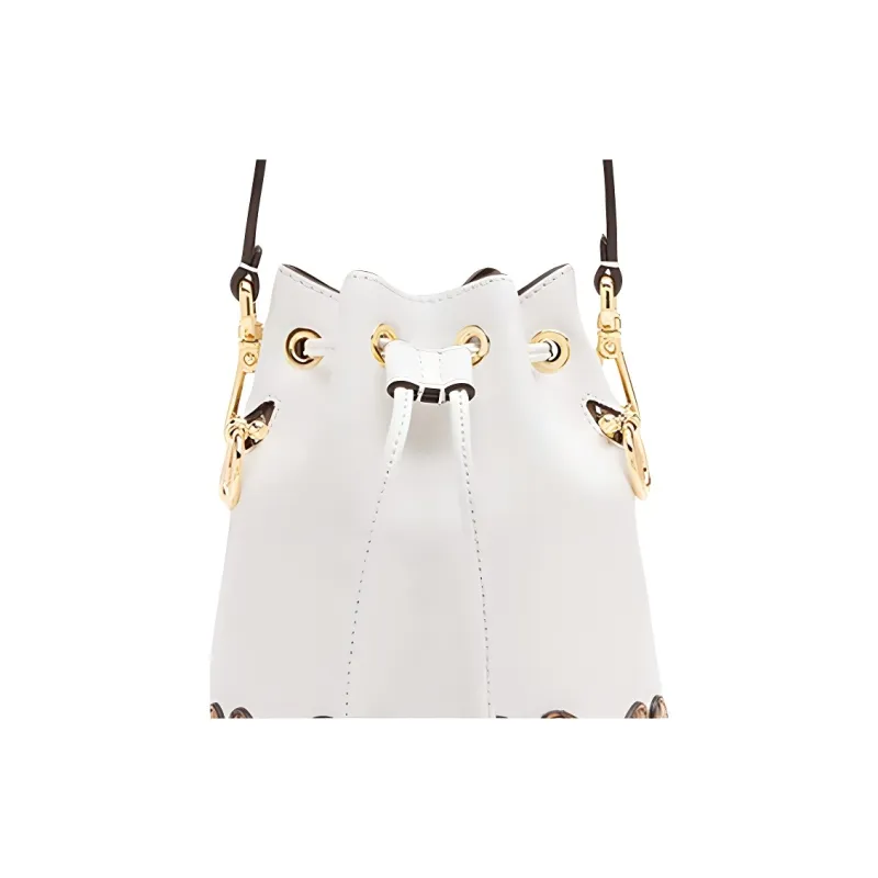 FENDI Mon Tresor Calfskin Bucket Bag Handbag Mini Women's White-5